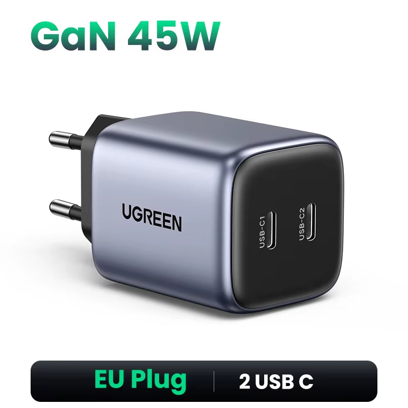 45W GaN USB PD QC 3.0 Fast Charger for iPhone 16/15/14 Pro and Samsung S24/S23 - Travel Ready Quick Charging Solution