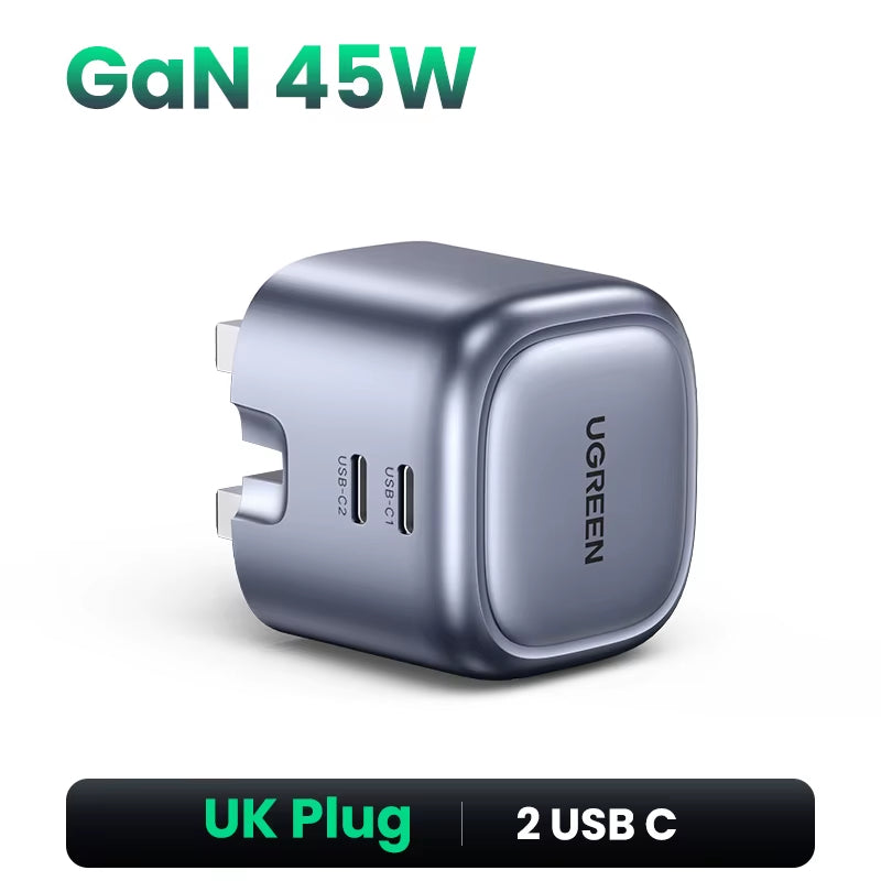 45W GaN USB PD QC 3.0 Fast Charger for iPhone 16/15/14 Pro and Samsung S24/S23 - Travel Ready Quick Charging Solution