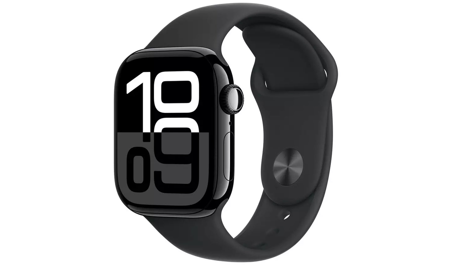 Apple Watch Series 10 Smartwatch with Jet Black Aluminium Case - M/L. Fitness Tracker, ECG App, Always-On Retina Display, Water Resistant