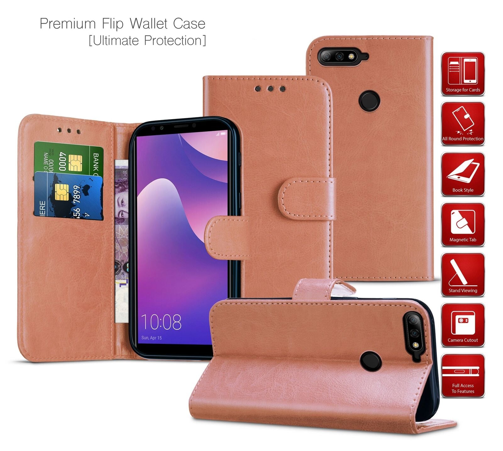 Wallet Case Card Slot Cover for Samsung Galaxy A80 Phone Case PU Leather