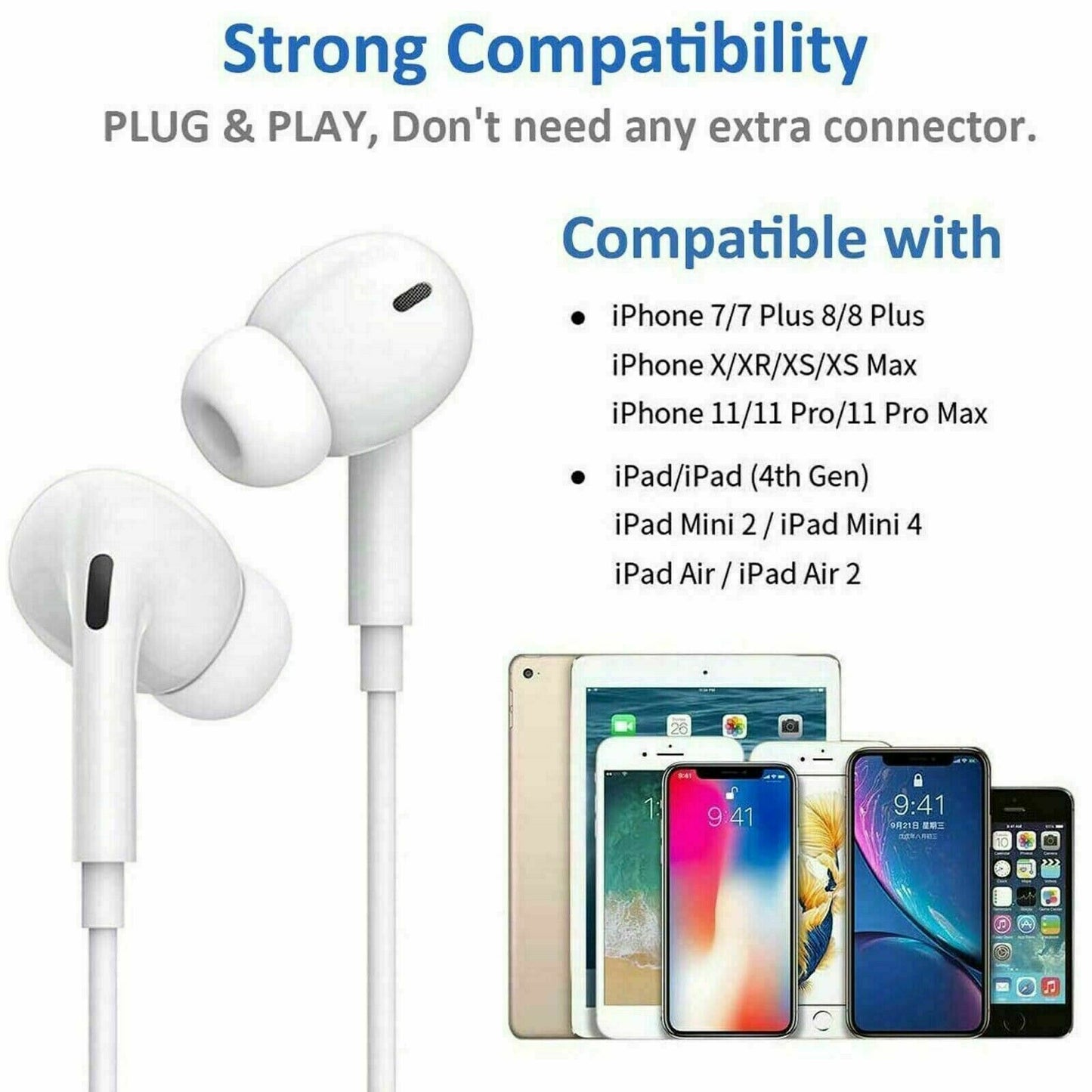 Wired Earphones Headphones Bluetooth for Iphone 14 Pro Max 12 11 Pro 7 8+ XR 13