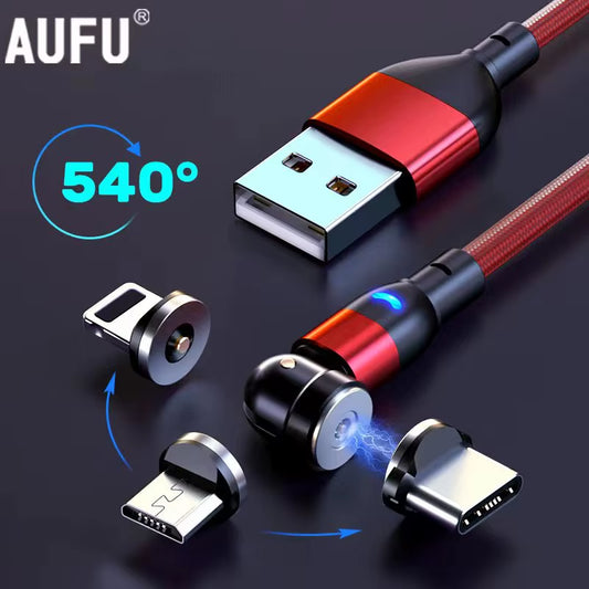 540 Degrees Rotating Magnetic Cable Micro USB Type C Phone Cable for Iphone Samsung Xiaomi Magnet Charger Cord USBC Cable