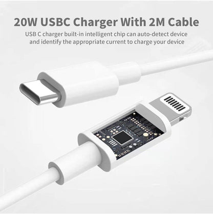 AICCOLO 20W USB C Fast Charger with 2M Cable for Iphone + Plug Type C Adapter