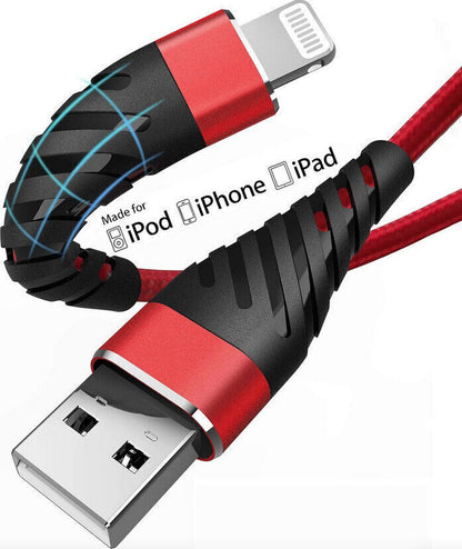 Heavyduty Braided Long USB Fast Charger Cable Lead for Iphone 14 13 12 11 X 7 8