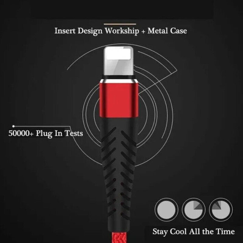 Heavyduty Braided Long USB Fast Charger Cable Lead for Iphone 14 13 12 11 X 7 8