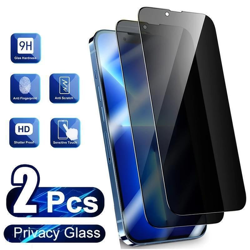 2PCS Privacy Tempered Glass for Iphone 12 13 14 15 16 Pro Max Screen Protectors